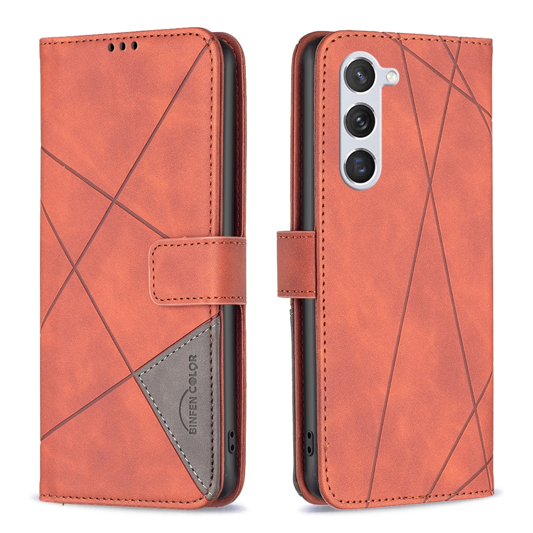 Samsung Galaxy S24 5G Wallet Case – Rhombus Texture PU Leather, Magnetic Buckle, Card Slots, Stand Function, Shockproof Protective Cover