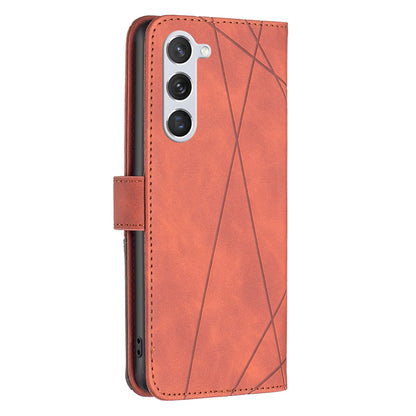 Samsung Galaxy S24 5G Wallet Case – Rhombus Texture PU Leather, Magnetic Buckle, Card Slots, Stand Function, Shockproof Protective Cover