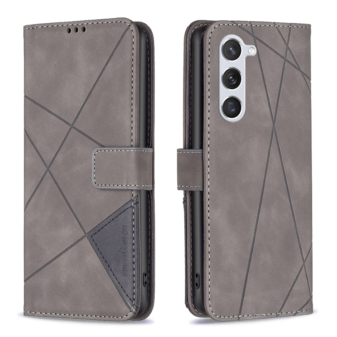 Samsung Galaxy S24 5G Wallet Case – Rhombus Texture PU Leather, Magnetic Buckle, Card Slots, Stand Function, Shockproof Protective Cover