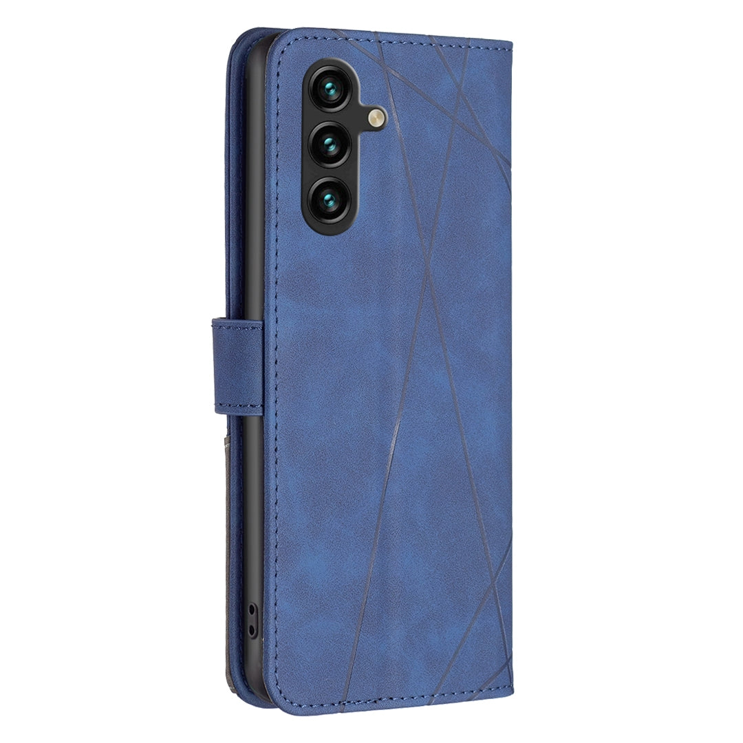 Samsung Galaxy A35 Wallet Case – Rhombus Texture PU Leather, Magnetic Buckle, Card Slots, Stand Function, Shockproof Protective Cover