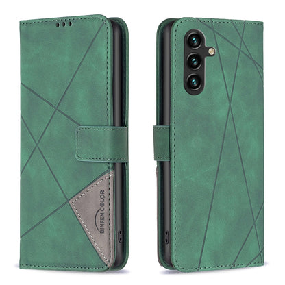 Samsung Galaxy A35 Wallet Case – Rhombus Texture PU Leather, Magnetic Buckle, Card Slots, Stand Function, Shockproof Protective Cover