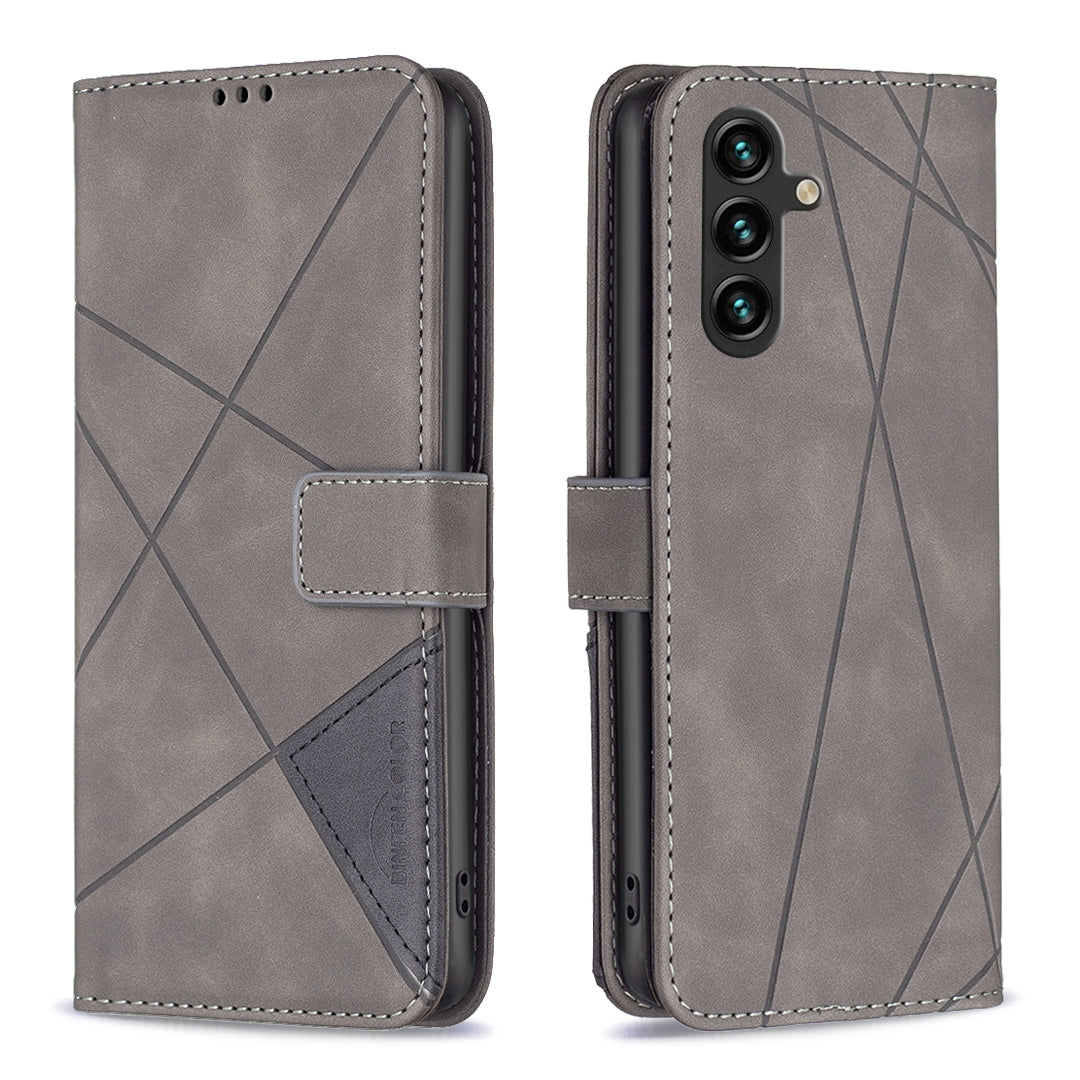 Samsung Galaxy A35 Wallet Case – Rhombus Texture PU Leather, Magnetic Buckle, Card Slots, Stand Function, Shockproof Protective Cover