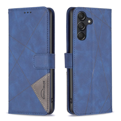 Samsung Galaxy M55 Wallet Case – Rhombus Texture PU Leather, Magnetic Buckle, Card Slots, Stand Function, Shockproof Protective Cover