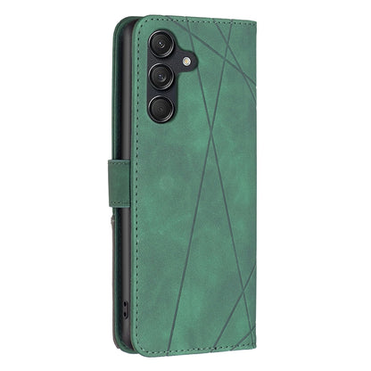Samsung Galaxy M55 Wallet Case – Rhombus Texture PU Leather, Magnetic Buckle, Card Slots, Stand Function, Shockproof Protective Cover