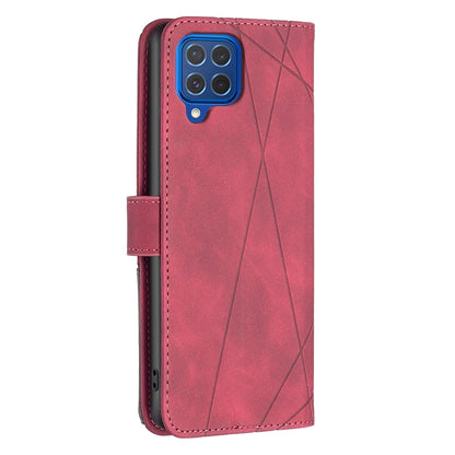 Samsung Galaxy M62 Wallet Case – Rhombus Texture PU Leather, Magnetic Buckle, Card Slots, Stand Function, Shockproof Protective Cover