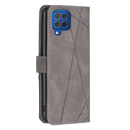 Samsung Galaxy F62 Wallet Case – Rhombus Texture PU Leather, Magnetic Buckle, Card Slots, Stand Function, Shockproof Protective Cover