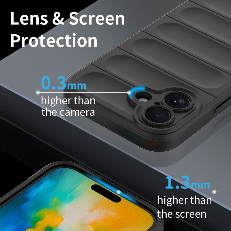 iPhone 16 Magic Shield TPU + Flannel Phone Case: Durable, Non-toxic, Easy Access, Stylish Design