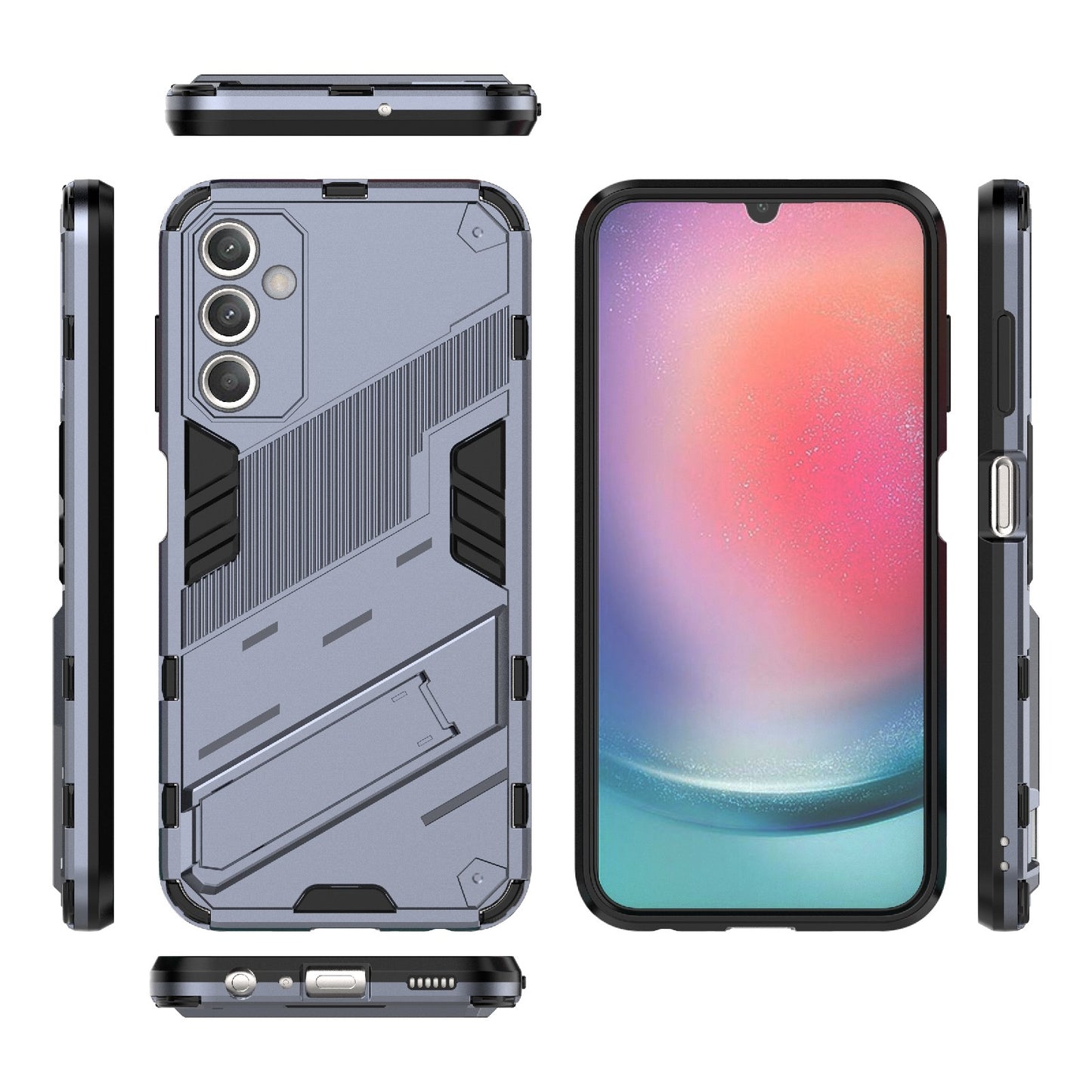 Samsung Galaxy A25 5G Shockproof Phone Case - Punk Armor 2-in-1 PC + TPU with Invisible Holder