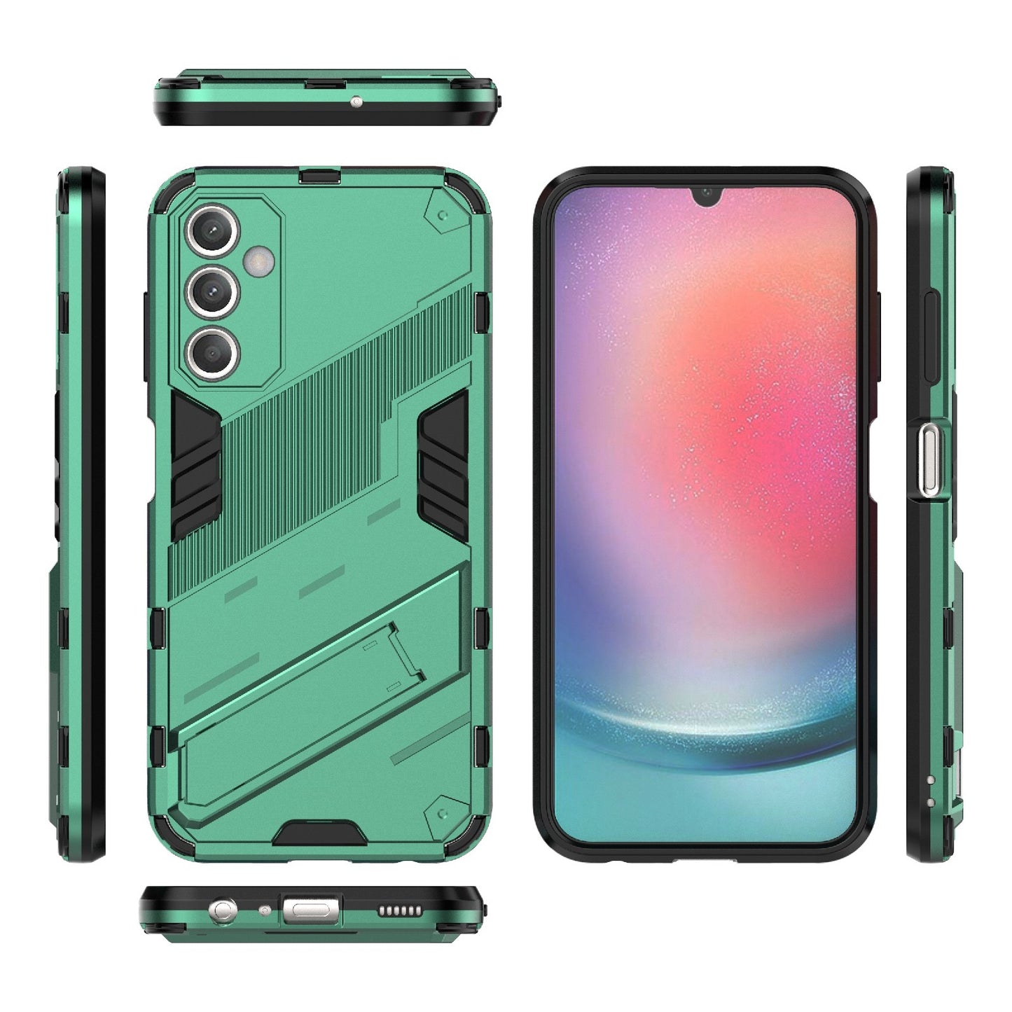 Samsung Galaxy A25 5G Shockproof Phone Case - Punk Armor 2-in-1 PC + TPU with Invisible Holder