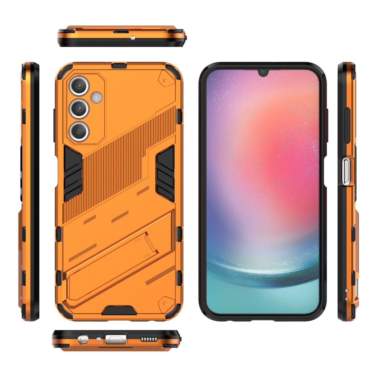 Samsung Galaxy A25 5G Shockproof Phone Case - Punk Armor 2-in-1 PC + TPU with Invisible Holder