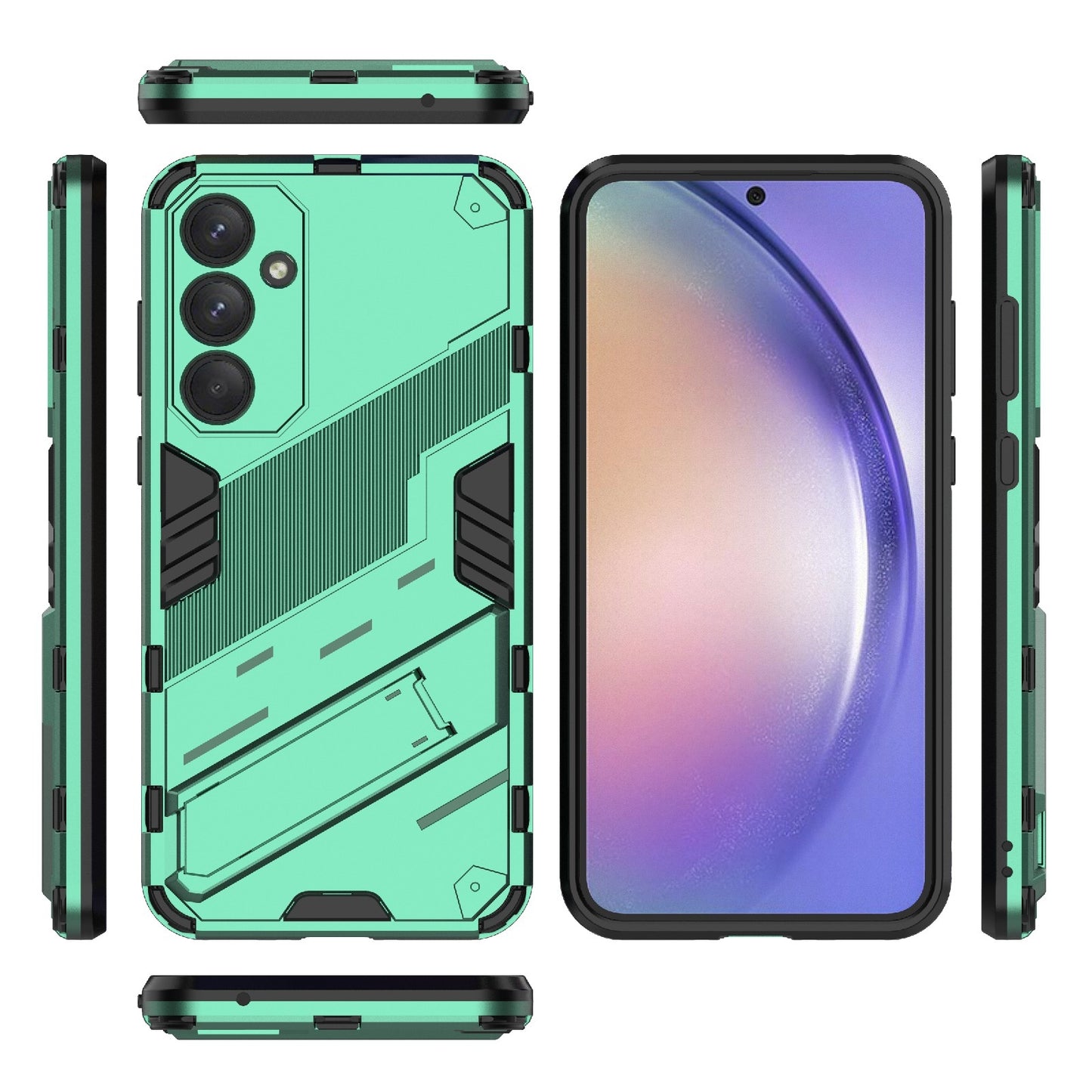 Samsung Galaxy A35 5G Shockproof Phone Case - Punk Armor 2-in-1 PC + TPU with Invisible Holder