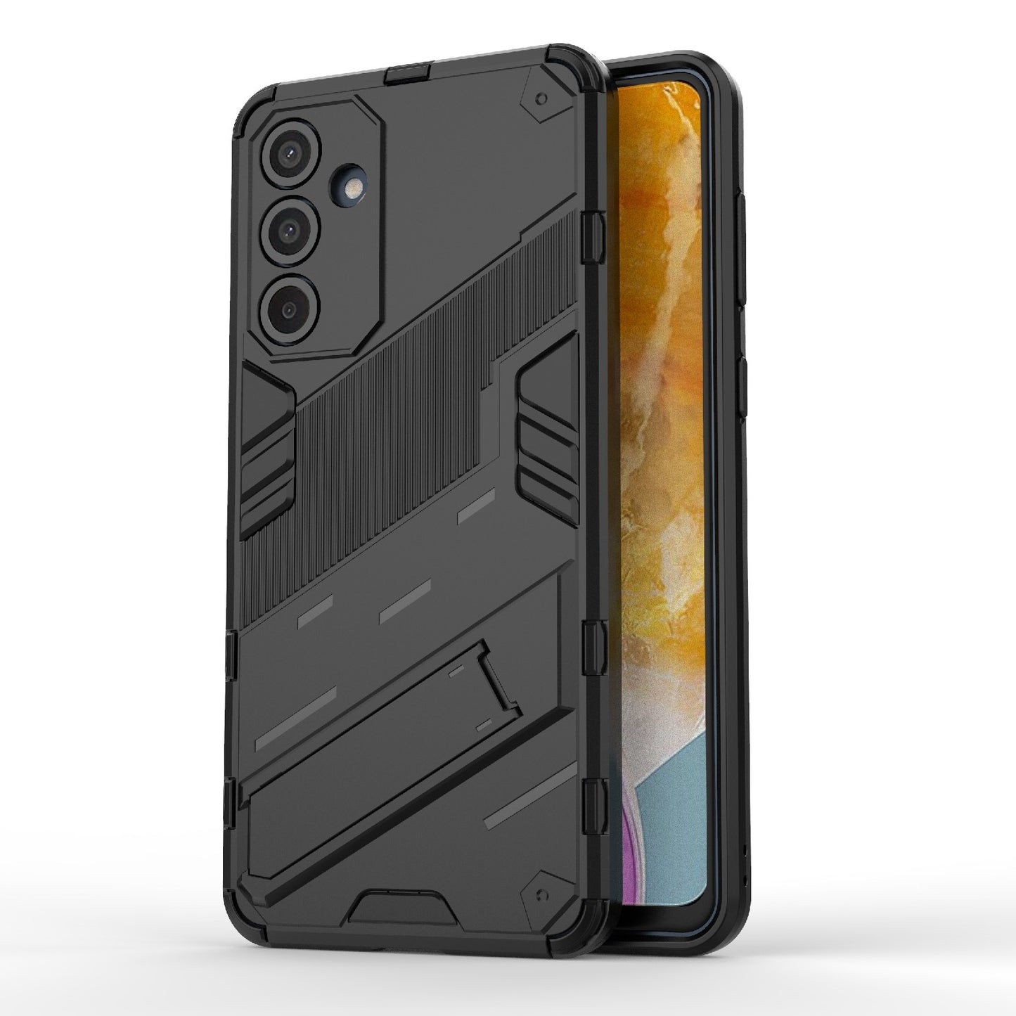 Samsung Galaxy M55 5G Shockproof Phone Case - Punk Armor 2-in-1 PC + TPU with Invisible Holder