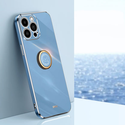 iPhone 15 Pro Tough TPU Phone Case with 6D Electroplate, Straight Edge Design, and Comfortable Ring Holder