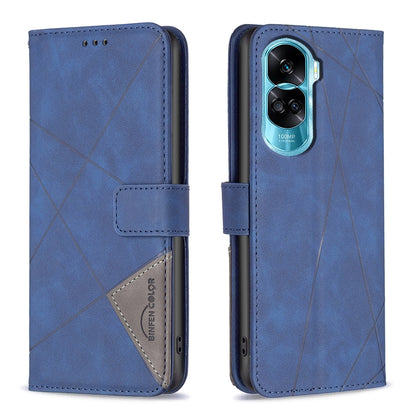 Honor X50i Wallet Case – Rhombus Texture PU Leather, Magnetic Buckle, Card Slots, Stand Function, Shockproof Protective Cover