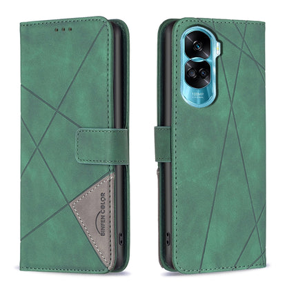 Honor X50i Wallet Case – Rhombus Texture PU Leather, Magnetic Buckle, Card Slots, Stand Function, Shockproof Protective Cover