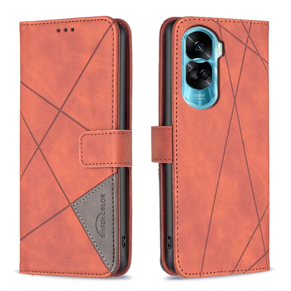 Honor X50i Wallet Case – Rhombus Texture PU Leather, Magnetic Buckle, Card Slots, Stand Function, Shockproof Protective Cover