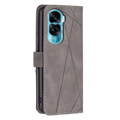 Honor X50i Wallet Case – Rhombus Texture PU Leather, Magnetic Buckle, Card Slots, Stand Function, Shockproof Protective Cover