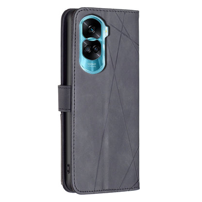 Honor X50i Wallet Case – Rhombus Texture PU Leather, Magnetic Buckle, Card Slots, Stand Function, Shockproof Protective Cover