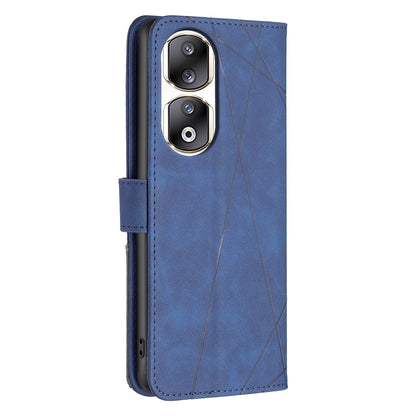 Honor 90 Pro Wallet Case – Rhombus Texture PU Leather, Magnetic Buckle, Card Slots, Stand Function, Shockproof Protective Cover