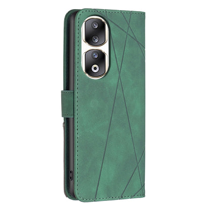 Honor 90 Pro Wallet Case – Rhombus Texture PU Leather, Magnetic Buckle, Card Slots, Stand Function, Shockproof Protective Cover