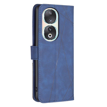 Honor 90 5G Wallet Case – Rhombus Texture PU Leather, Magnetic Buckle, Card Slots, Stand Function, Shockproof Protective Cover