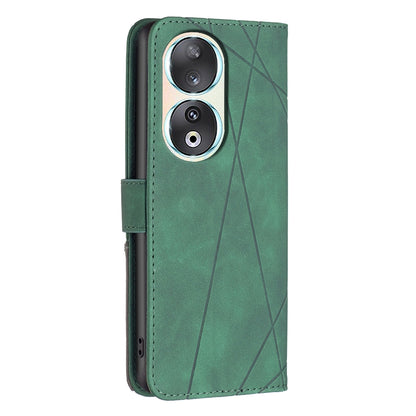 Honor 90 5G Wallet Case – Rhombus Texture PU Leather, Magnetic Buckle, Card Slots, Stand Function, Shockproof Protective Cover