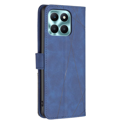 Honor X6a Wallet Case – Rhombus Texture PU Leather, Magnetic Buckle, Card Slots, Stand Function, Shockproof Protective Cover