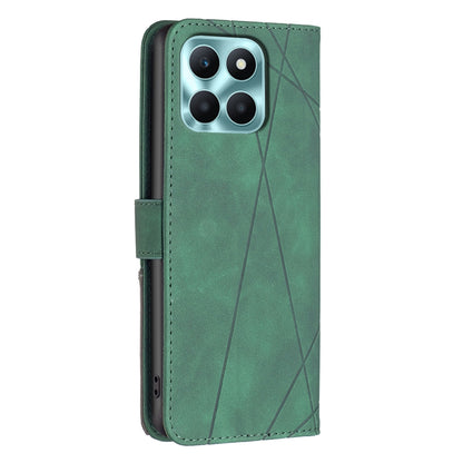 Honor X6a Wallet Case – Rhombus Texture PU Leather, Magnetic Buckle, Card Slots, Stand Function, Shockproof Protective Cover