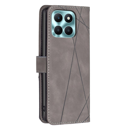 Honor X6a Wallet Case – Rhombus Texture PU Leather, Magnetic Buckle, Card Slots, Stand Function, Shockproof Protective Cover