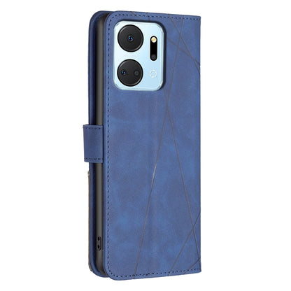 Honor X7A Wallet Case – Rhombus Texture PU Leather, Magnetic Buckle, Card Slots, Stand Function, Shockproof Protective Cover