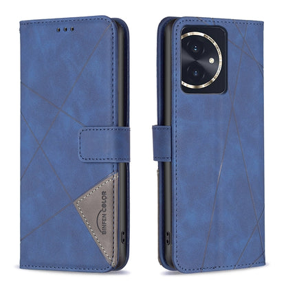 Honor 100 Wallet Case – Rhombus Texture PU Leather, Magnetic Buckle, Card Slots, Stand Function, Shockproof Protective Cover