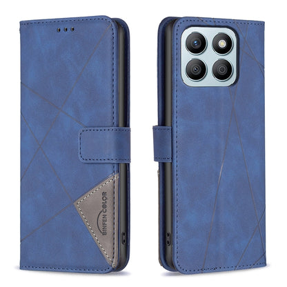 Honor X8b Wallet Case – Rhombus Texture PU Leather, Magnetic Buckle, Card Slots, Stand Function, Shockproof Protective Cover