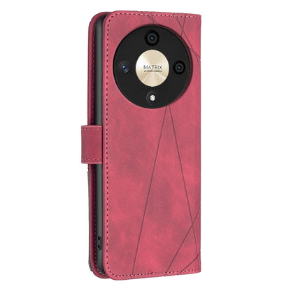 Honor Magic6 Lite 5G Wallet Case – Rhombus Texture PU Leather, Magnetic Buckle, Card Slots, Stand Function, Shockproof Protective Cover