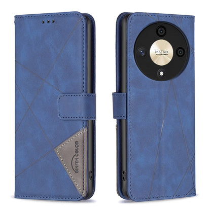 Honor X9b Wallet Case – Rhombus Texture PU Leather, Magnetic Buckle, Card Slots, Stand Function, Shockproof Protective Cover