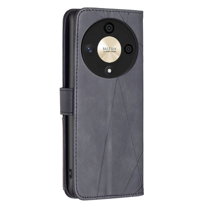 Honor Magic6 Lite 5G Wallet Case – Rhombus Texture PU Leather, Magnetic Buckle, Card Slots, Stand Function, Shockproof Protective Cover