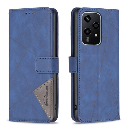 Honor 200 Lite Global Wallet Case – Rhombus Texture PU Leather, Magnetic Buckle, Card Slots, Stand Function, Shockproof Protective Cover