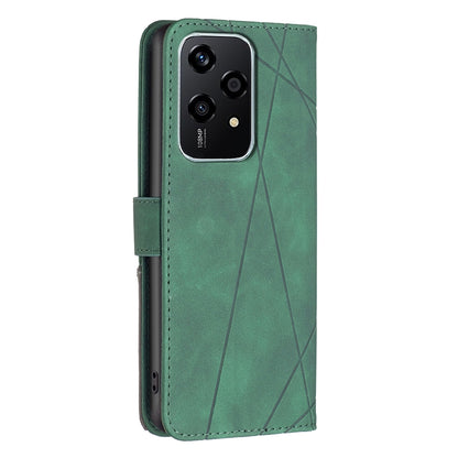 Honor 200 Lite Global Wallet Case – Rhombus Texture PU Leather, Magnetic Buckle, Card Slots, Stand Function, Shockproof Protective Cover