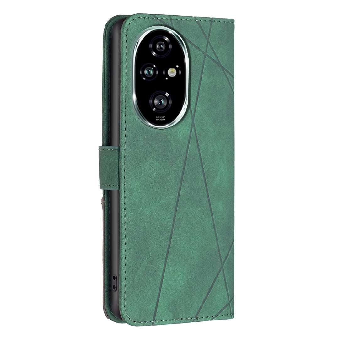 Honor 200 Pro Wallet Case – Rhombus Texture PU Leather, Magnetic Buckle, Card Slots, Stand Function, Shockproof Protective Cover