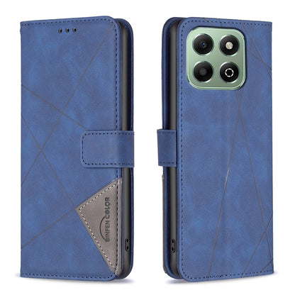 Honor X6b Wallet Case – Rhombus Texture PU Leather, Magnetic Buckle, Card Slots, Stand Function, Shockproof Protective Cover
