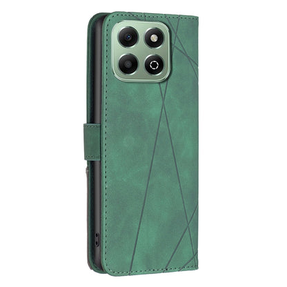 Honor X6b Wallet Case – Rhombus Texture PU Leather, Magnetic Buckle, Card Slots, Stand Function, Shockproof Protective Cover