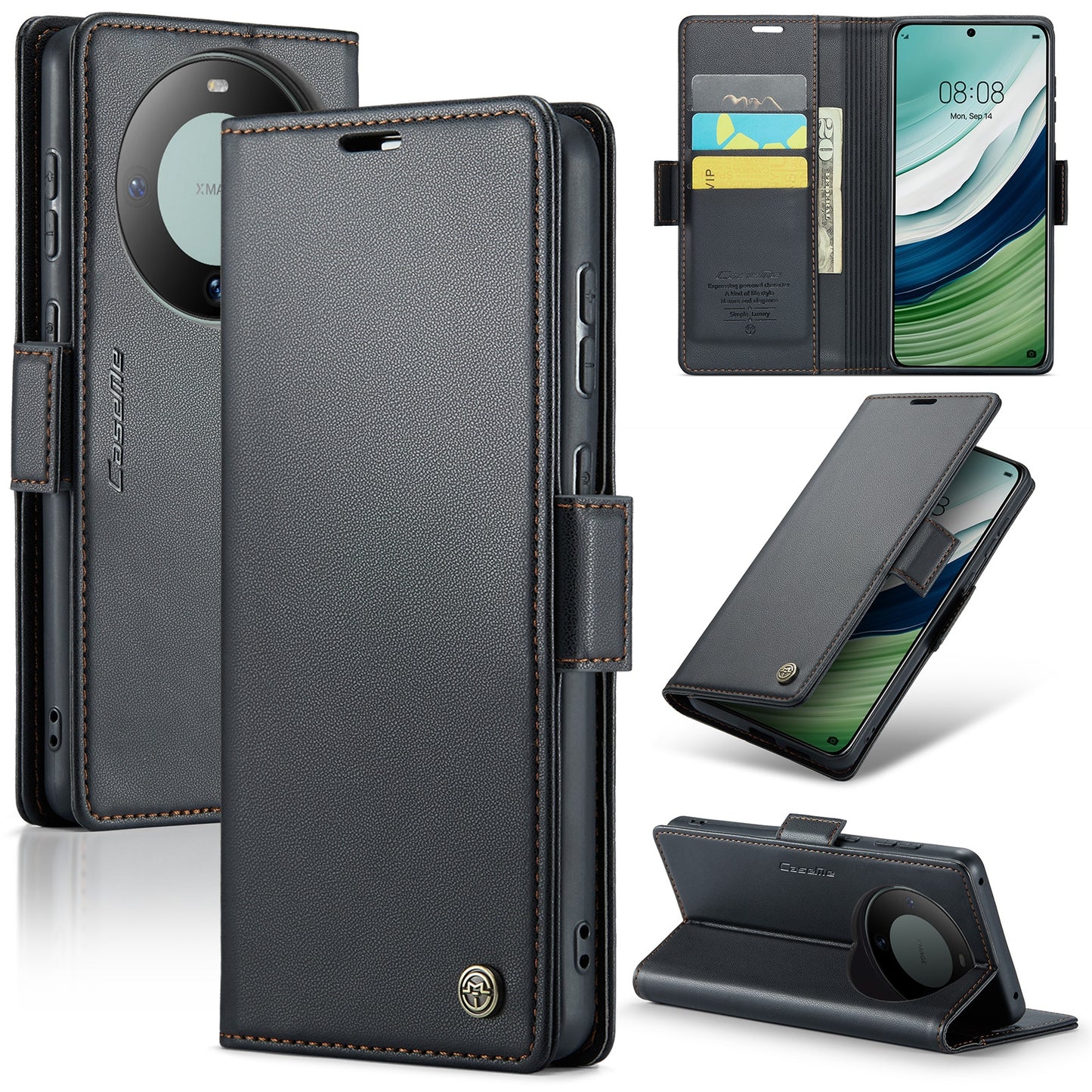 Huawei Mate 60 RFID Leather Wallet Case - RFID Blocking, Stand Function, Card Slots
