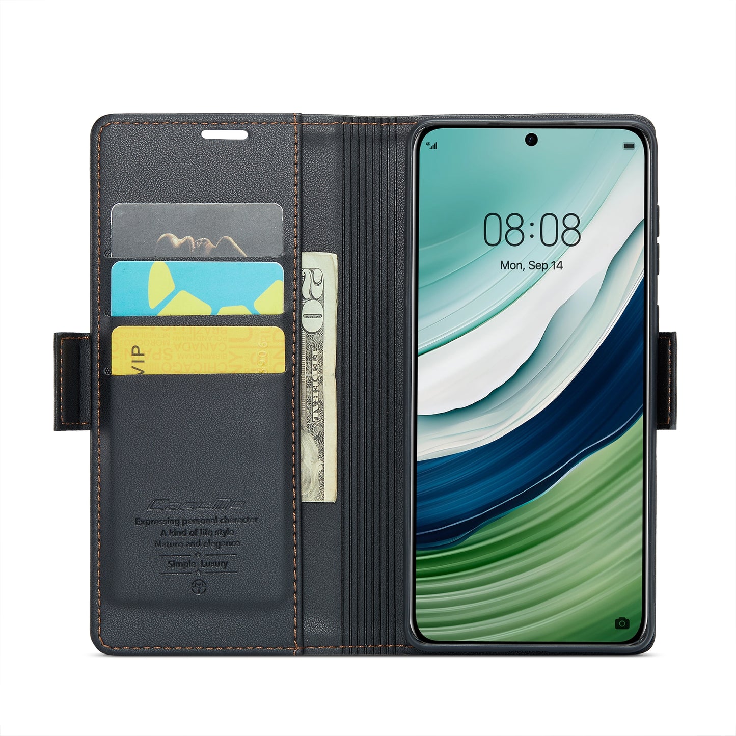Huawei Mate 60 RFID Leather Wallet Case - RFID Blocking, Stand Function, Card Slots