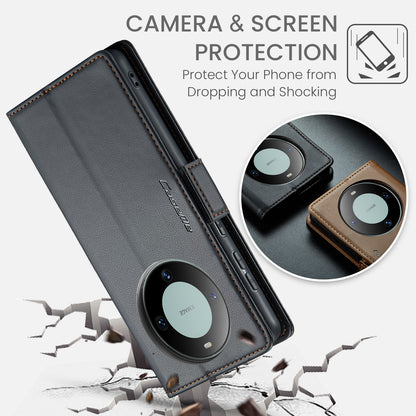 Huawei Mate 60 RFID Leather Wallet Case - RFID Blocking, Stand Function, Card Slots