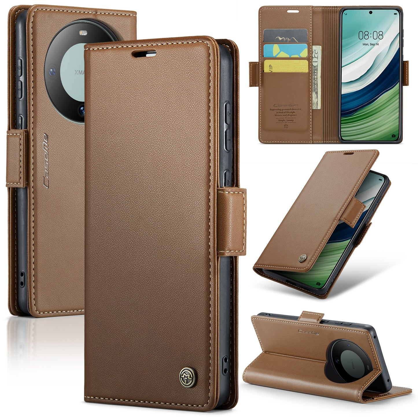 Huawei Mate 60 RFID Leather Wallet Case - RFID Blocking, Stand Function, Card Slots
