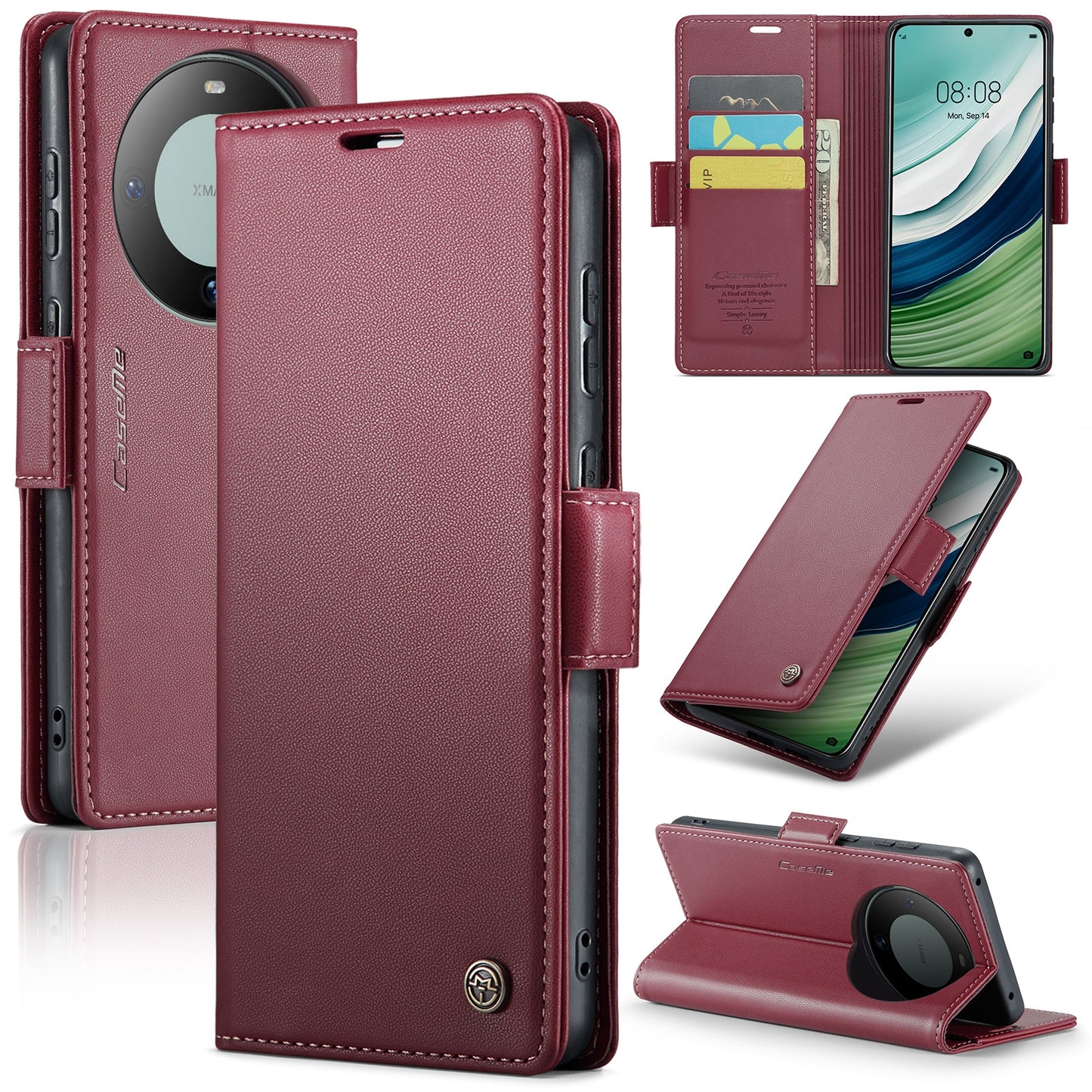 Huawei Mate 60 RFID Leather Wallet Case - RFID Blocking, Stand Function, Card Slots