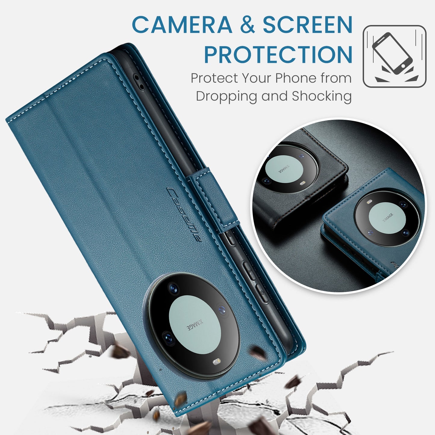 Huawei Mate 60 RFID Leather Wallet Case - RFID Blocking, Stand Function, Card Slots
