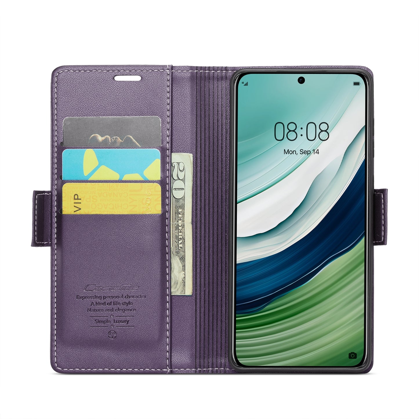 Huawei Mate 60 RFID Leather Wallet Case - RFID Blocking, Stand Function, Card Slots