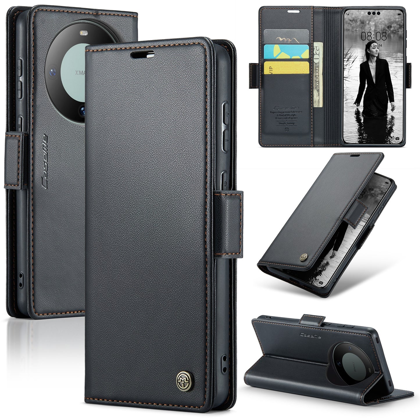 Huawei Mate 60 Pro/Pro+ Leather Wallet Case - RFID Blocking, Stand Function, Card Slots