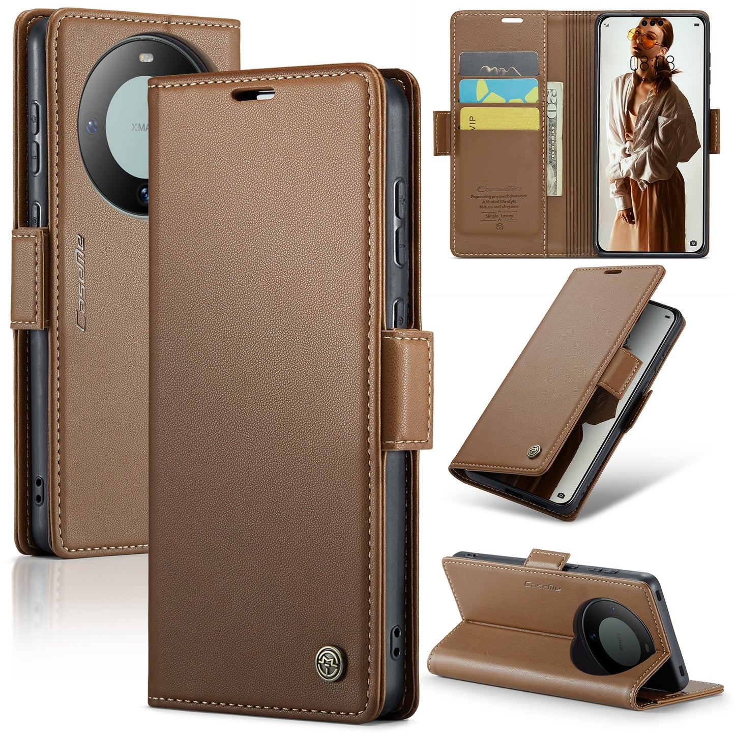 Huawei Mate 60 Pro/Pro+ Leather Wallet Case - RFID Blocking, Stand Function, Card Slots