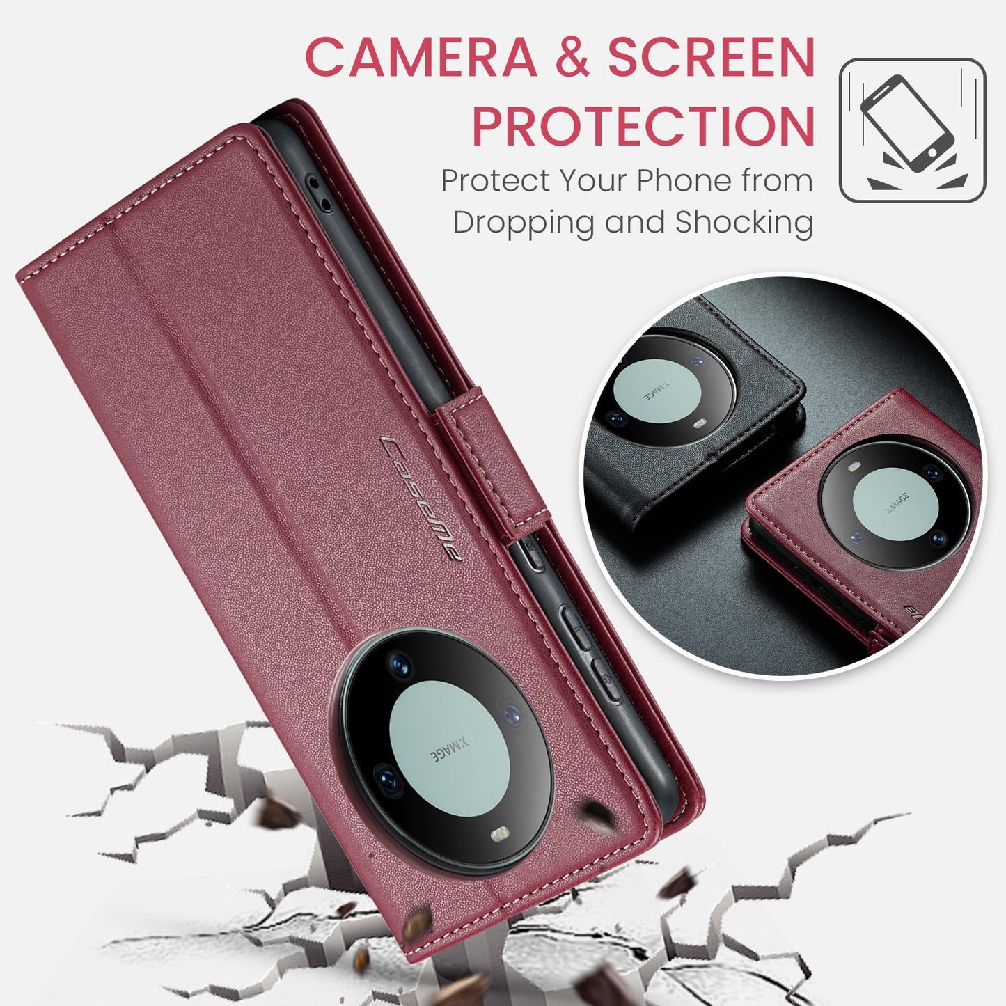 Huawei Mate 60 Pro/Pro+ Leather Wallet Case - RFID Blocking, Stand Function, Card Slots